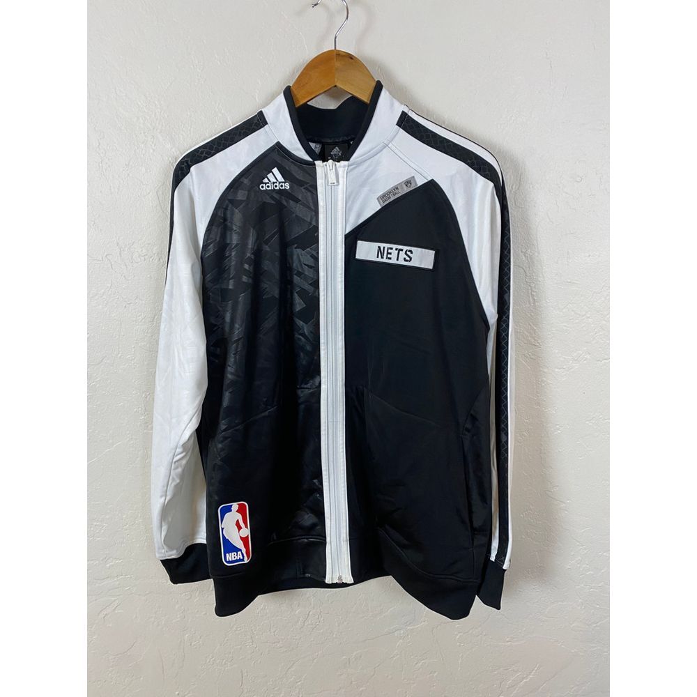 Adidas Brooklyn Nets NBA Basketball‎ Warm Up Track Jacket Black White Size L